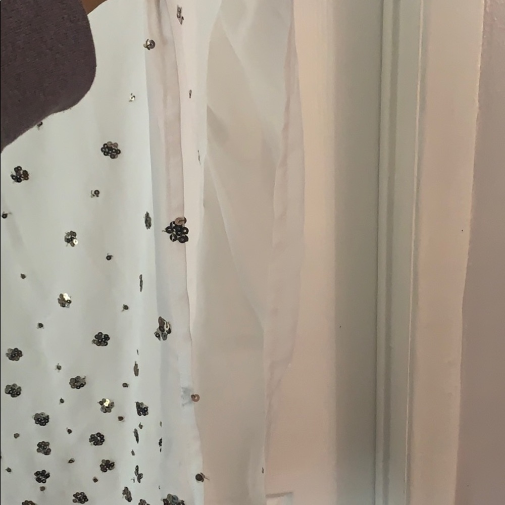 H&M White Sheer Flowy Top With Sequin Pattern - image 6